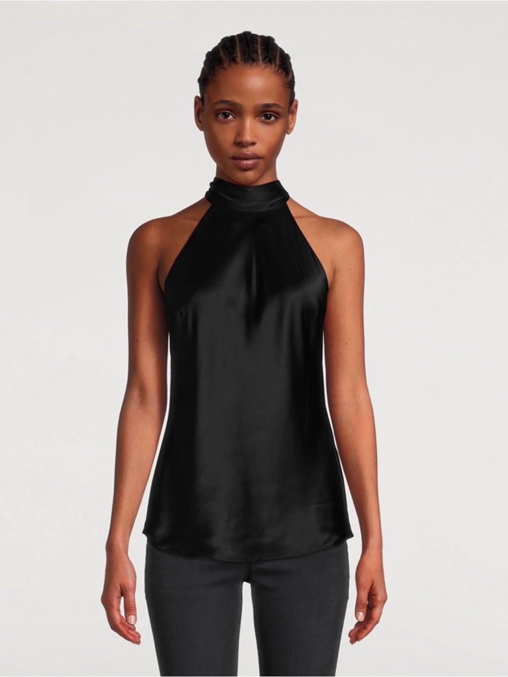 Zara Black Satin Halter Top